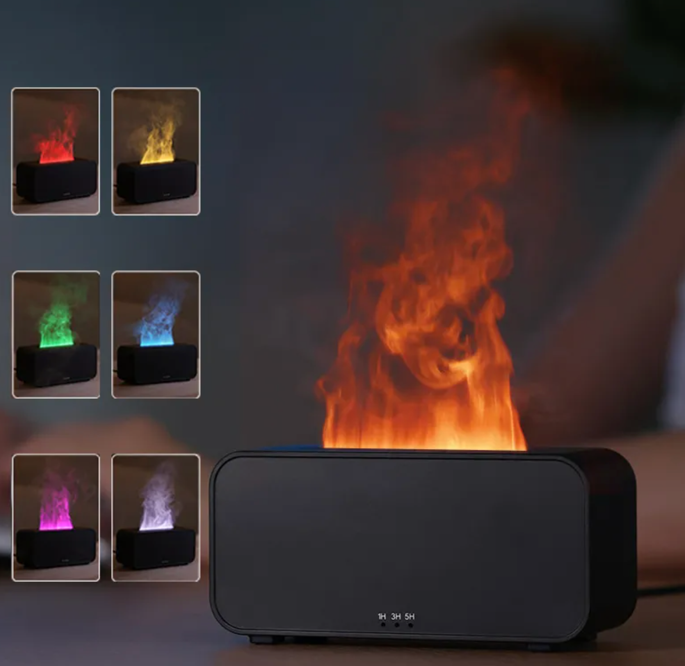 Flame Effect Aromatherapy Humidifier – USB, Silent, Auto Shut-Off