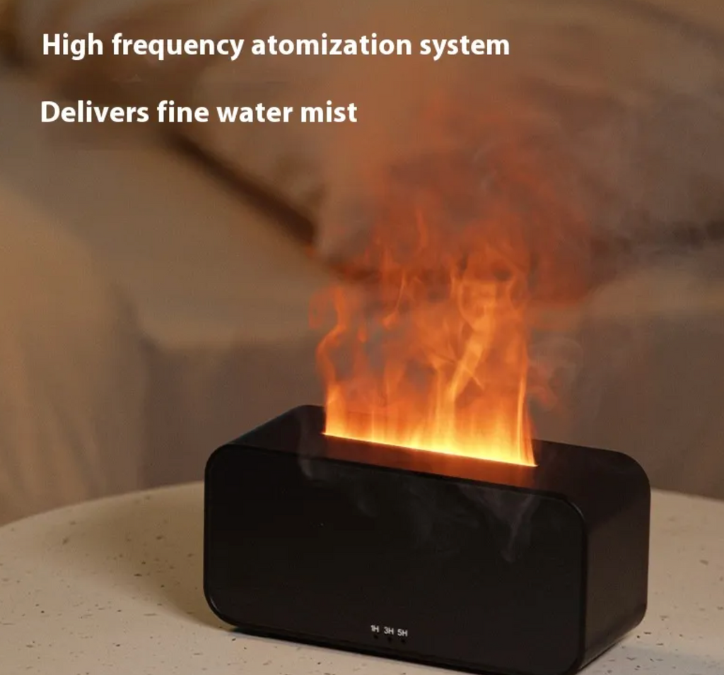 Flame Effect Aromatherapy Humidifier – USB, Silent, Auto Shut-Off
