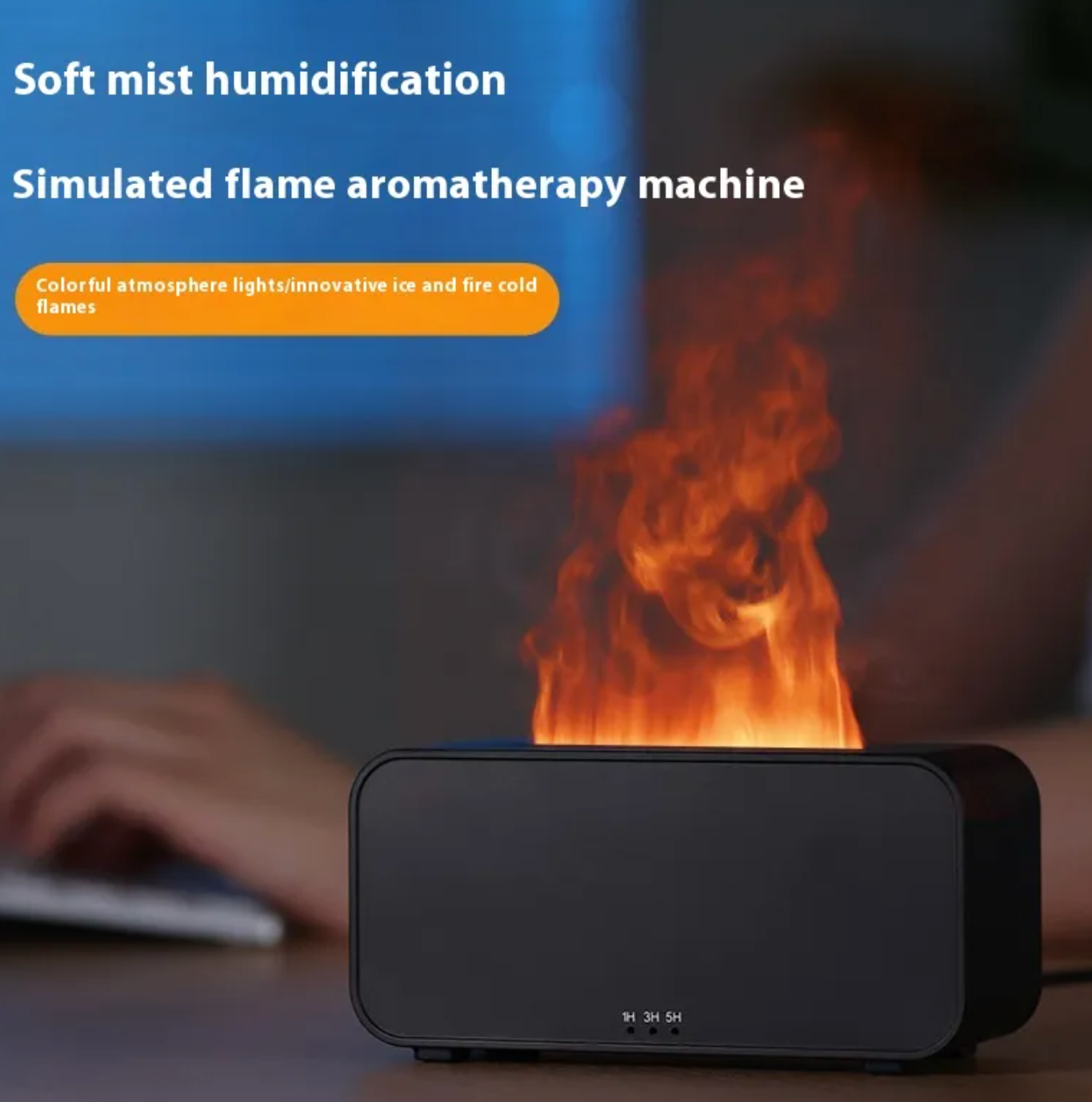 Flame Effect Aromatherapy Humidifier – USB, Silent, Auto Shut-Off