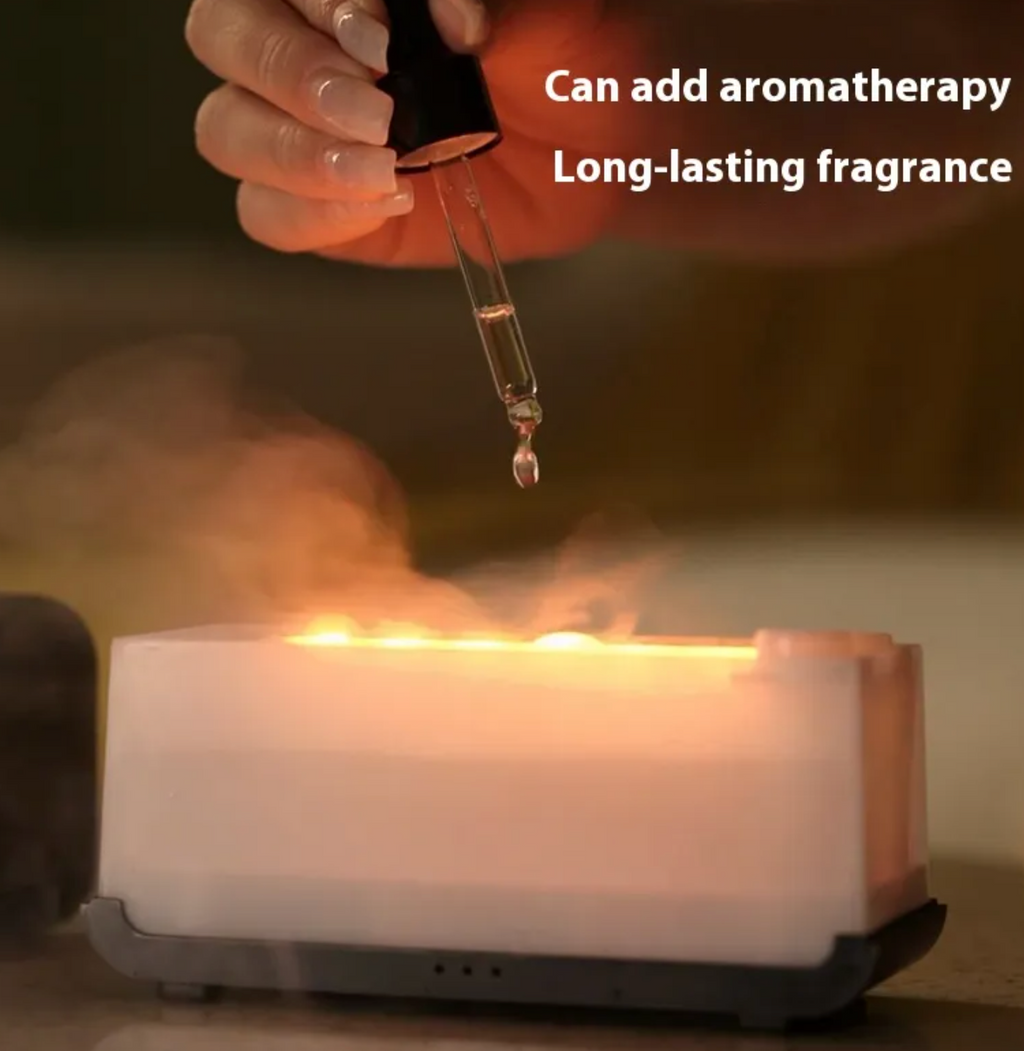 Flame Effect Aromatherapy Humidifier – USB, Silent, Auto Shut-Off