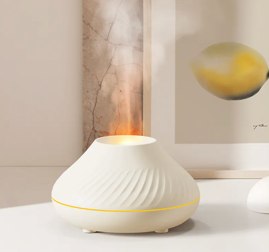 Newest RGB Flame Aroma Diffuser 130Ml 3d Colorful Flame Humidifier Fire Volcano Diffuser Flame